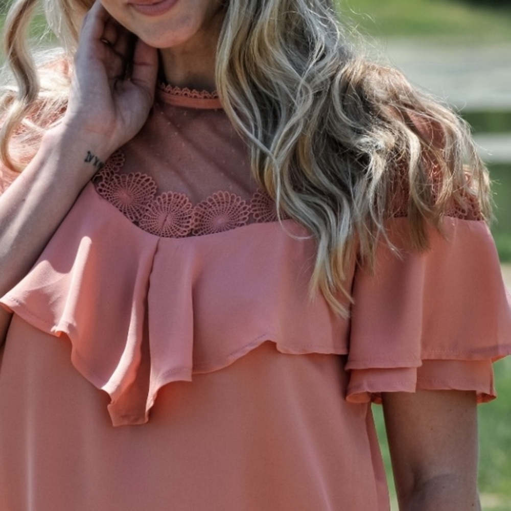Ruffled Lace Yoke Blouse - Picture 9 of 9
